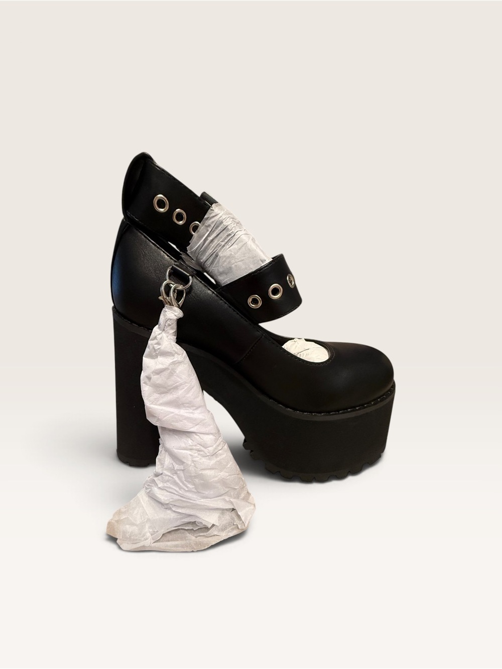 Dolls Kill Widow “Damned if you do” Black Platform Mary Jane Heeled Boots - Picture 2 of 9